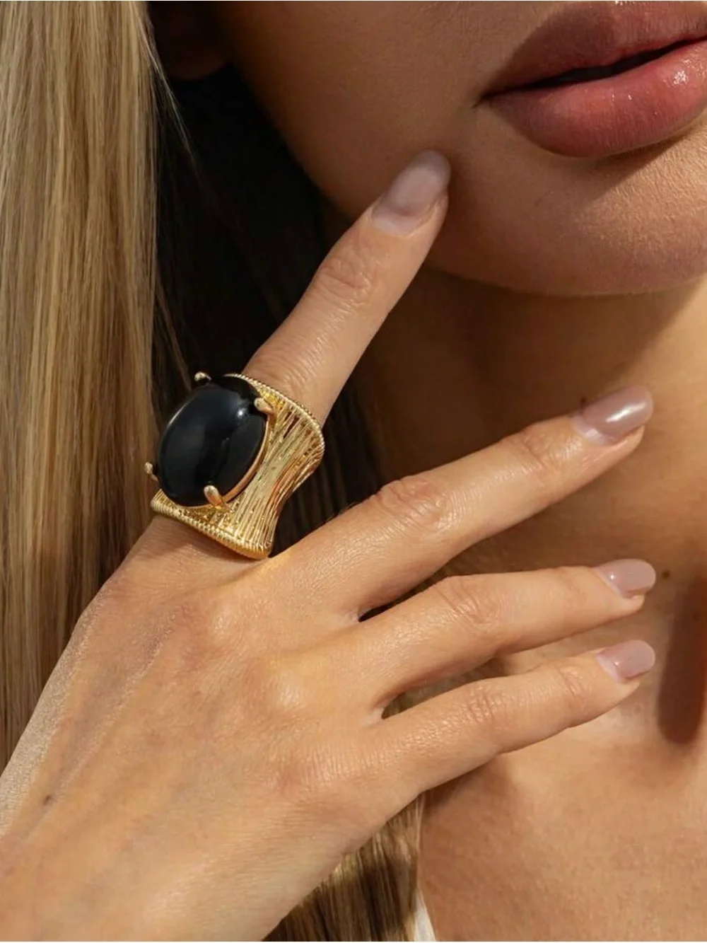 5-Piece Gold Tone Adjustable Statement Ring Set – Vintage Inspired